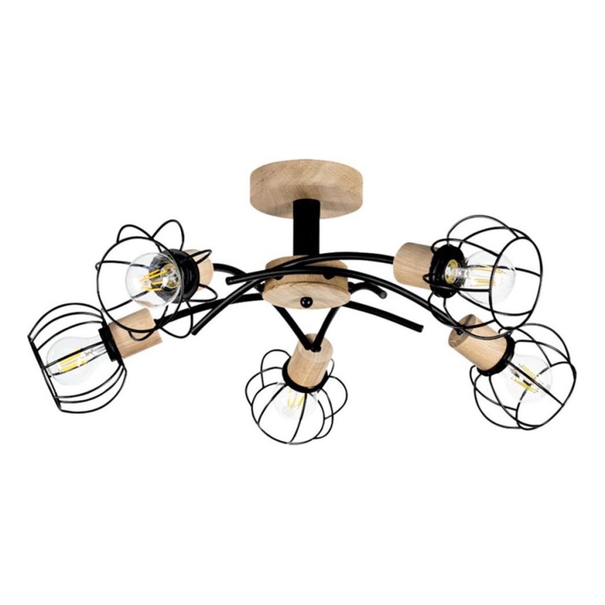 Pintakiinnitteinen kattovalaisin VIVIANE 5xE27/60W/230V tammi