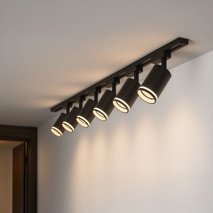 PIPE-kiskojärjestelmän kohdevalaisin 6xGU10/10W/230V, musta