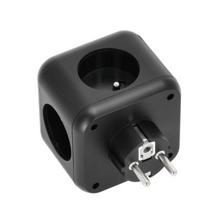 Pistokkeen jakaja kytkimellä LINEA 3x230V + 4xUSB A/C musta