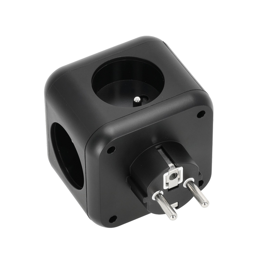 Pistokkeen jakaja kytkimellä LINEA 3x230V + 4xUSB A/C musta
