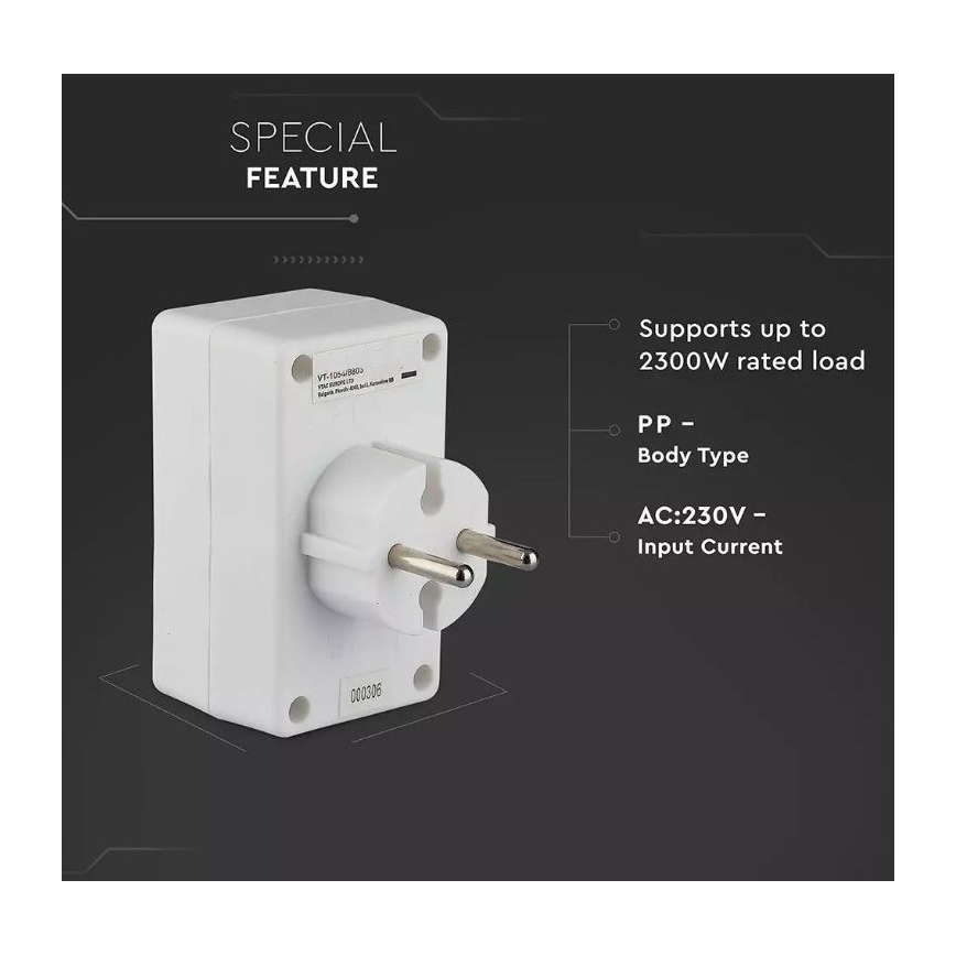 Pistokkeenjakaja 4x2,5A / 230V
