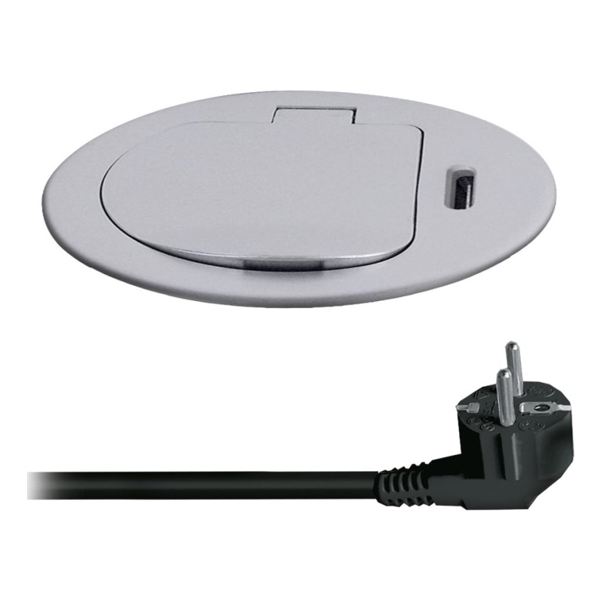 Pistorasia pöydälle 1x230V + USB-C Power Delivery hopea/musta