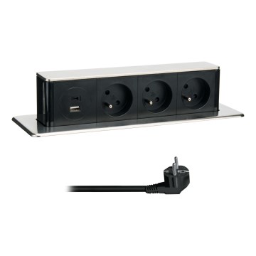 Pistorasia pöydälle 3x230V + USB-A + USB-C