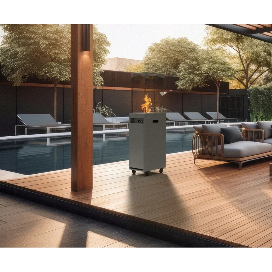 Planika - Ulkotila kaasu takka 142x36 cm 8kW 1xAAA harmaa + suojus