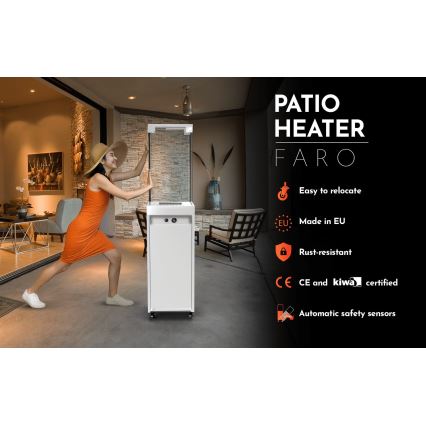 Planika - Ulkotila kaasu takka 142x36 cm 8kW 1xAAA valkoinen + suojus