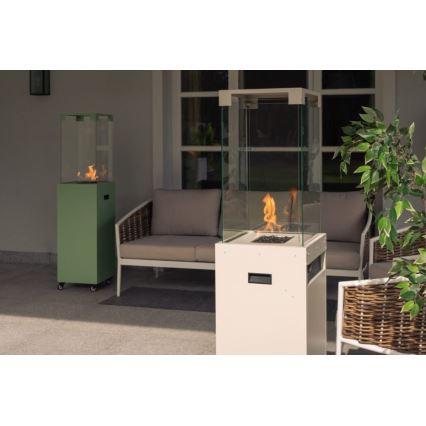 Planika - Ulkotila kaasu takka 142x36 cm 8kW 1xAAA valkoinen + suojus