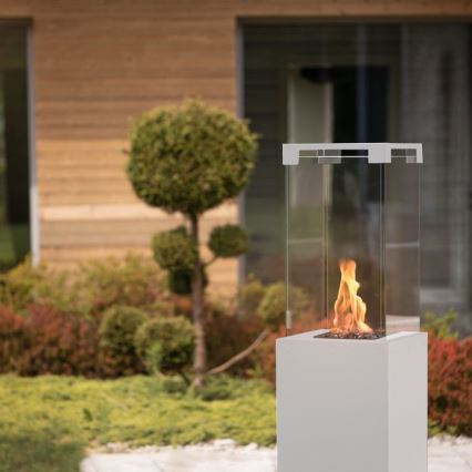 Planika - Ulkotila kaasu takka 142x36 cm 8kW 1xAAA valkoinen + suojus