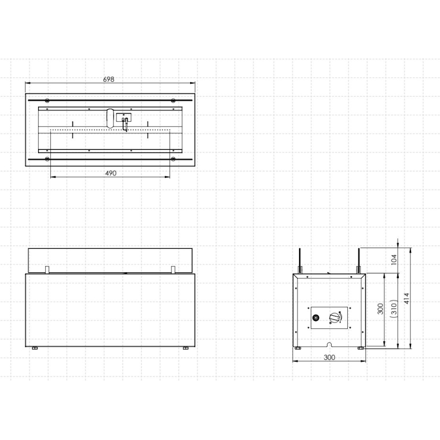 Planika - Ulkotila kaasu takka 41,4x69,8 cm 10kW musta + suojus
