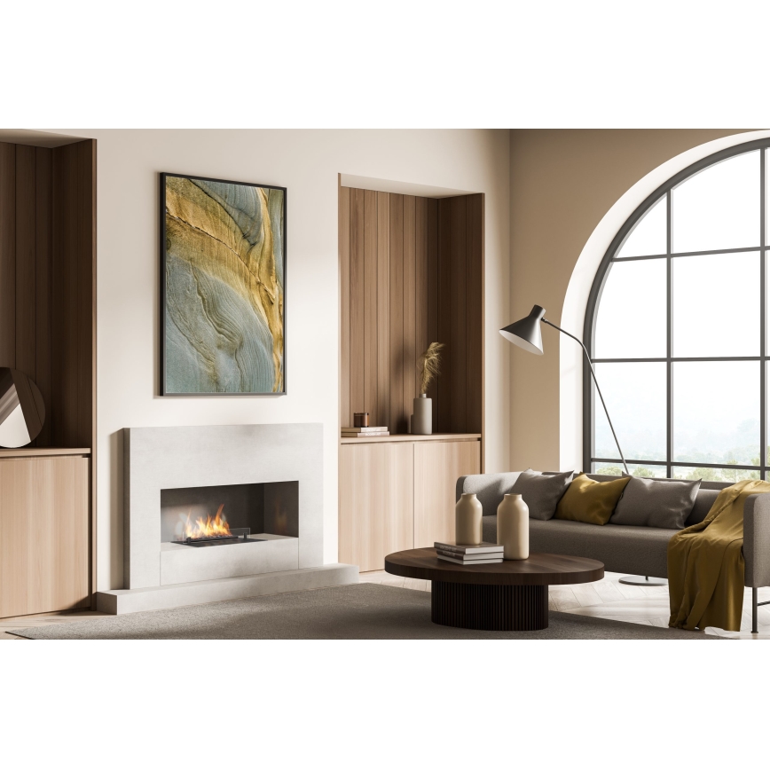 Planika - Sisäänrakennettu BIO takka kaukosäätimellä 19,1x38 cm 2,5kW/230V musta