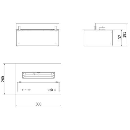 Planika - Sisäänrakennettu BIO takka kaukosäätimellä 19,1x38 cm 2,5kW/230V musta
