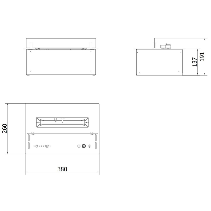Planika - Sisäänrakennettu BIO takka kaukosäätimellä 19,1x38 cm 2,5kW/230V musta