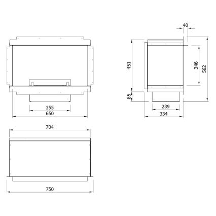Planika - Sisäänrakennettu universaali BIO takka kaukosäätimellä 56,2x75 cm 2,5kW/230V