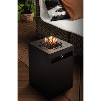 Planika - Ulkotila kaasu takka 79,7x48 cm 10kW musta + suojus