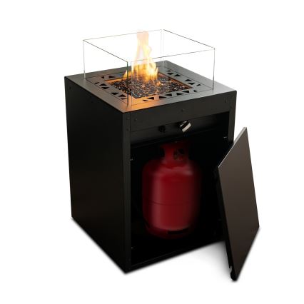 Planika - Ulkotila kaasu takka 79,7x48 cm 10kW musta + suojus