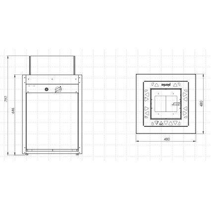 Planika - Ulkotila kaasu takka 79,7x48 cm 10kW musta + suojus
