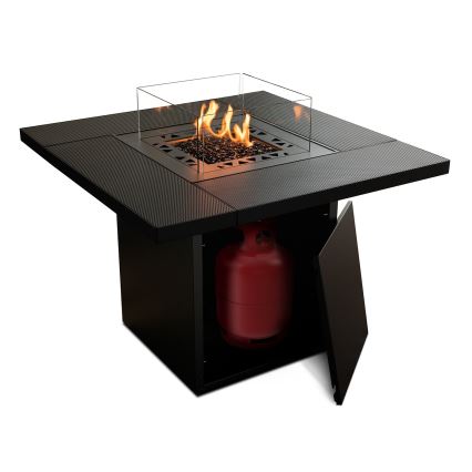 Planika - Ulkotila kaasu takka 79,7x90 cm 10kW 1xAAA musta + suojus