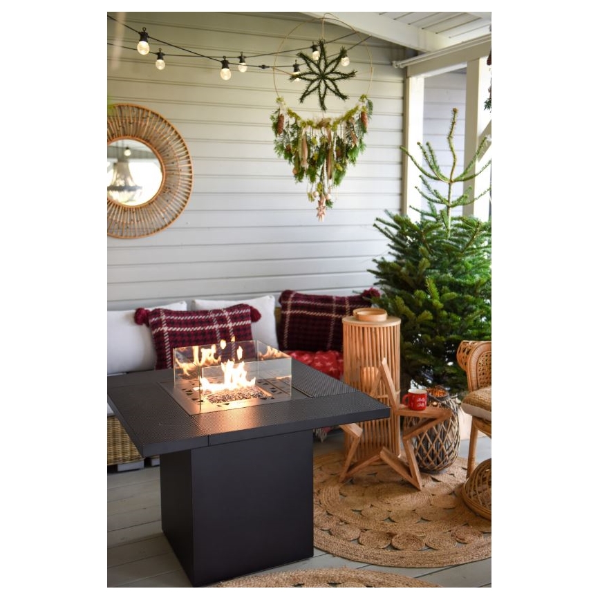 Planika - Ulkokäyttöön tarkoitettu kaasukamiina 79,7x90 cm 10 kW 1xAAA musta + suojapeite