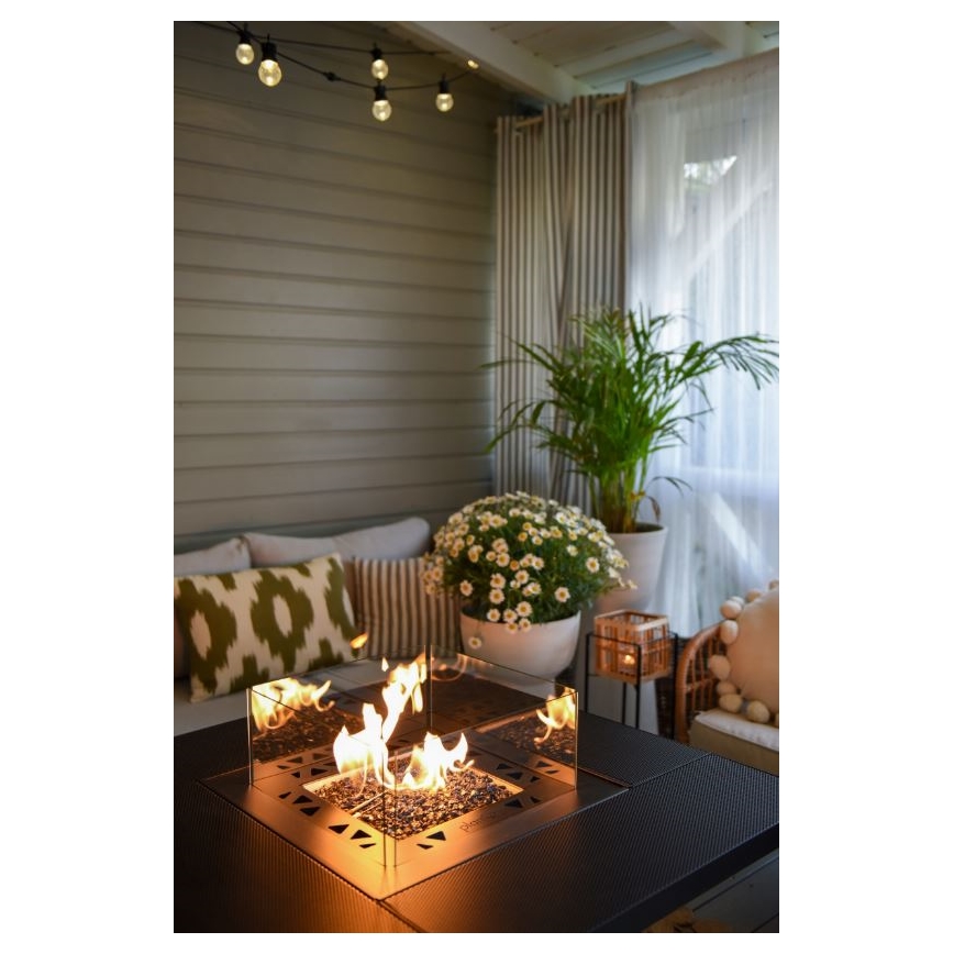 Planika - Ulkokäyttöön tarkoitettu kaasukamiina 79,7x90 cm 10 kW 1xAAA musta + suojapeite