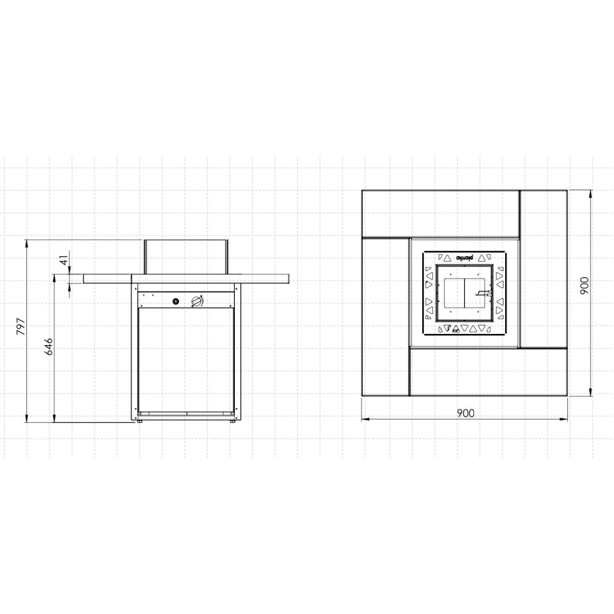 Planika - Ulkotila kaasu takka 79,7x90 cm 10kW musta + suojus