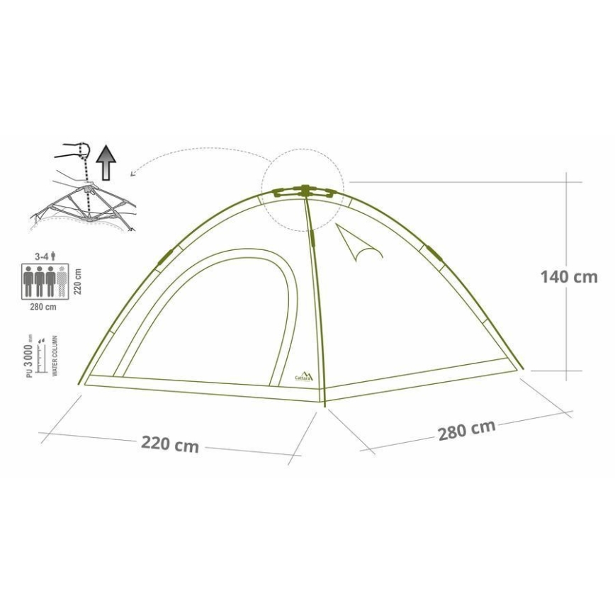 Pop up teltta 3-4 hengelle PU 3000 mm vihreä