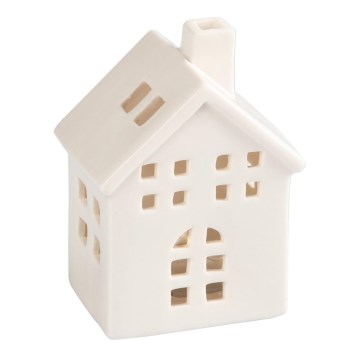 Posliininen kynttilätalo 10 cm valkoinen