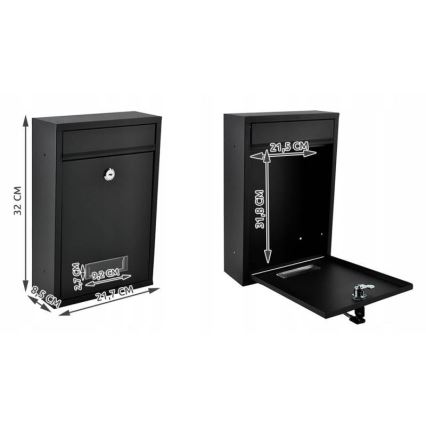 Postilaatikko 21,7 x 32 cm, musta