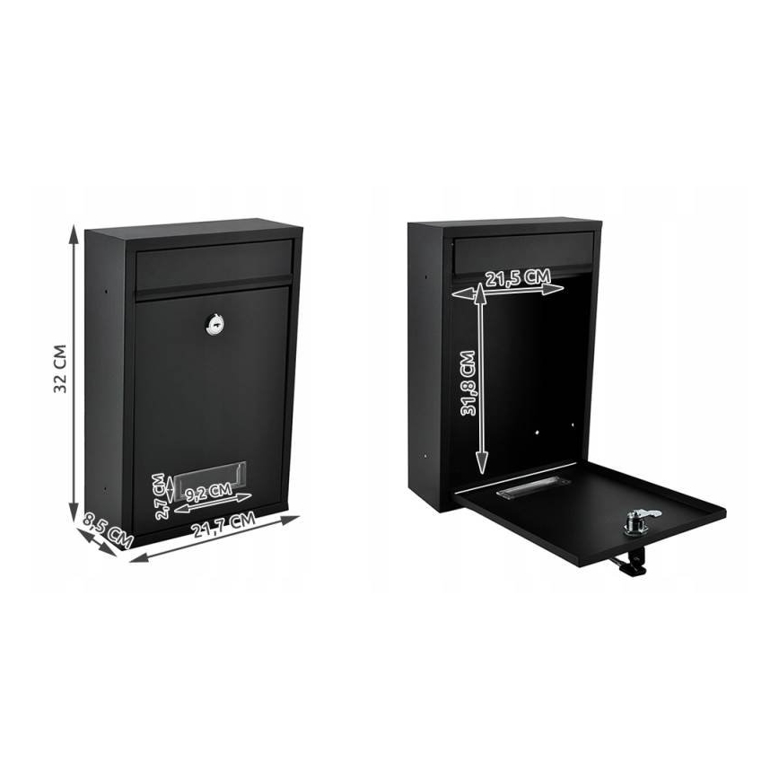 Postilaatikko 21,7 x 32 cm, musta