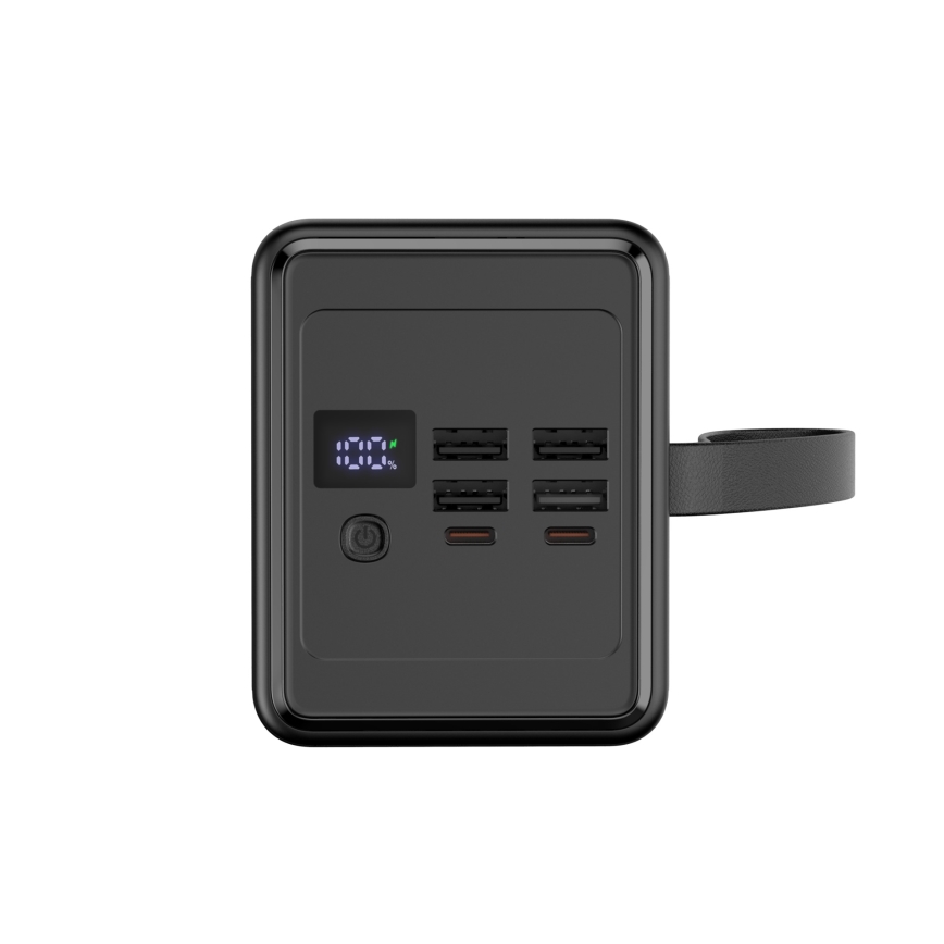 Power Bank 70000 mAh 20W Power Delivery 4xUSB-A + 2xUSB-C LED-taskulampulla ja 1 m USB-C-kaapelilla musta