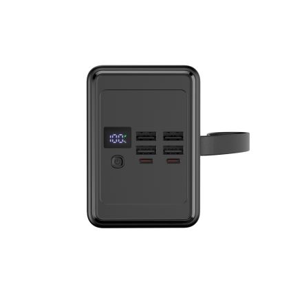 Power Bank 80000 mAh 20W Power Delivery 4xUSB-A + 2xUSB-C LED-taskulla ja 1 m USB-C-kaapelilla musta