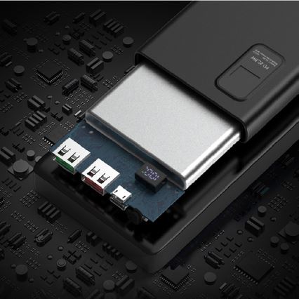 Power Bank LED-näytöllä Virransyöttö 10000 mAh 3.7V musta