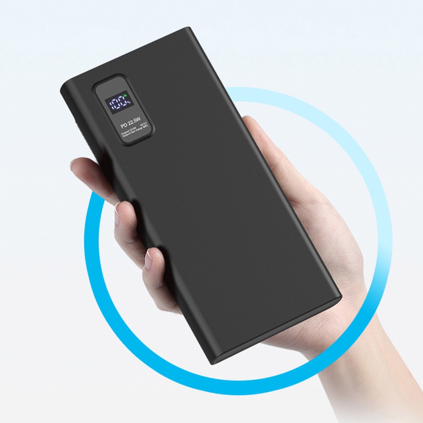 Power Bank LED-näytöllä Virransyöttö 10000 mAh 3.7V musta