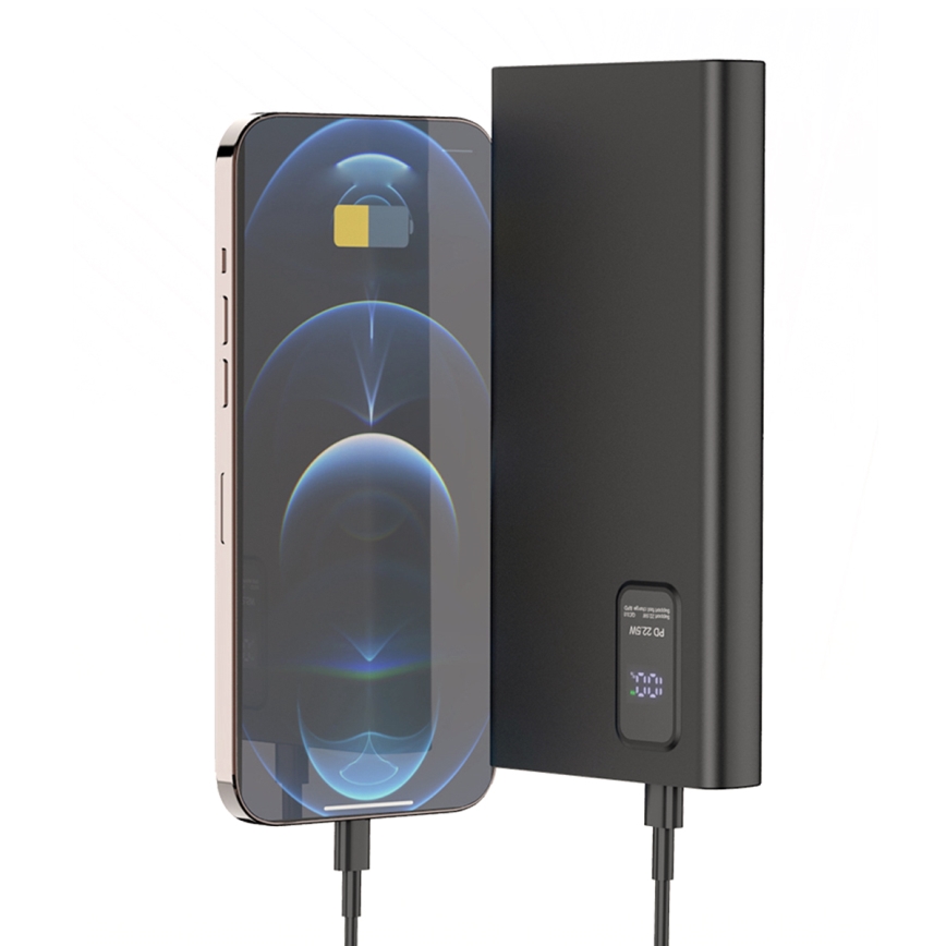 Power Bank LED-näytöllä Virransyöttö 10000 mAh 3.7V musta