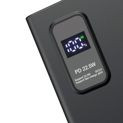 Power Bank LED-näytöllä Virransyöttö 10000 mAh 3.7V musta