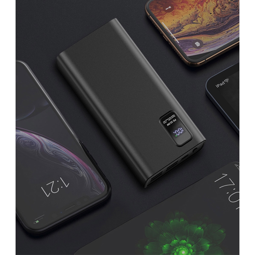 Power Bank LED-näytöllä Virransyöttö 30000 mAh 3.7V musta