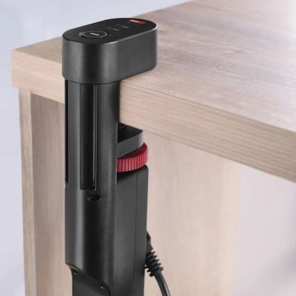 Jatkojohto pöytäkiinnityksellä 3 pistorasiaa + 3x USB 1,5 m musta