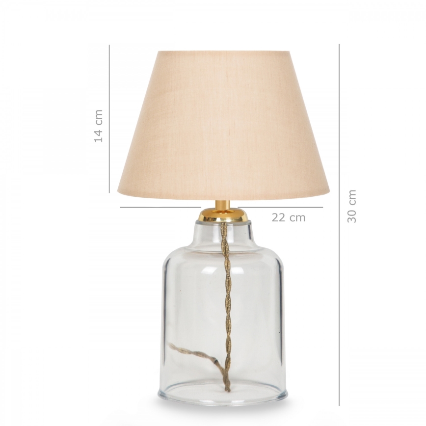 Pöytälamppu AYD 1xE27/40W/230V beige/läpinäkyvä