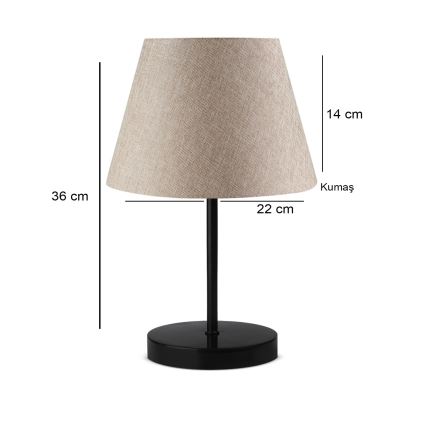 Pöytälamppu AYD 1xE27/40W/230V beige/musta