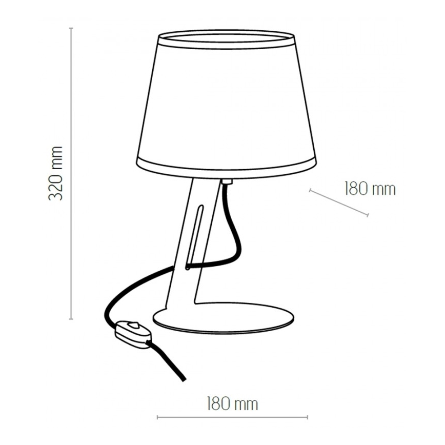 Pöytälamppu GRACIA 1xE27/60W/230V valkoinen