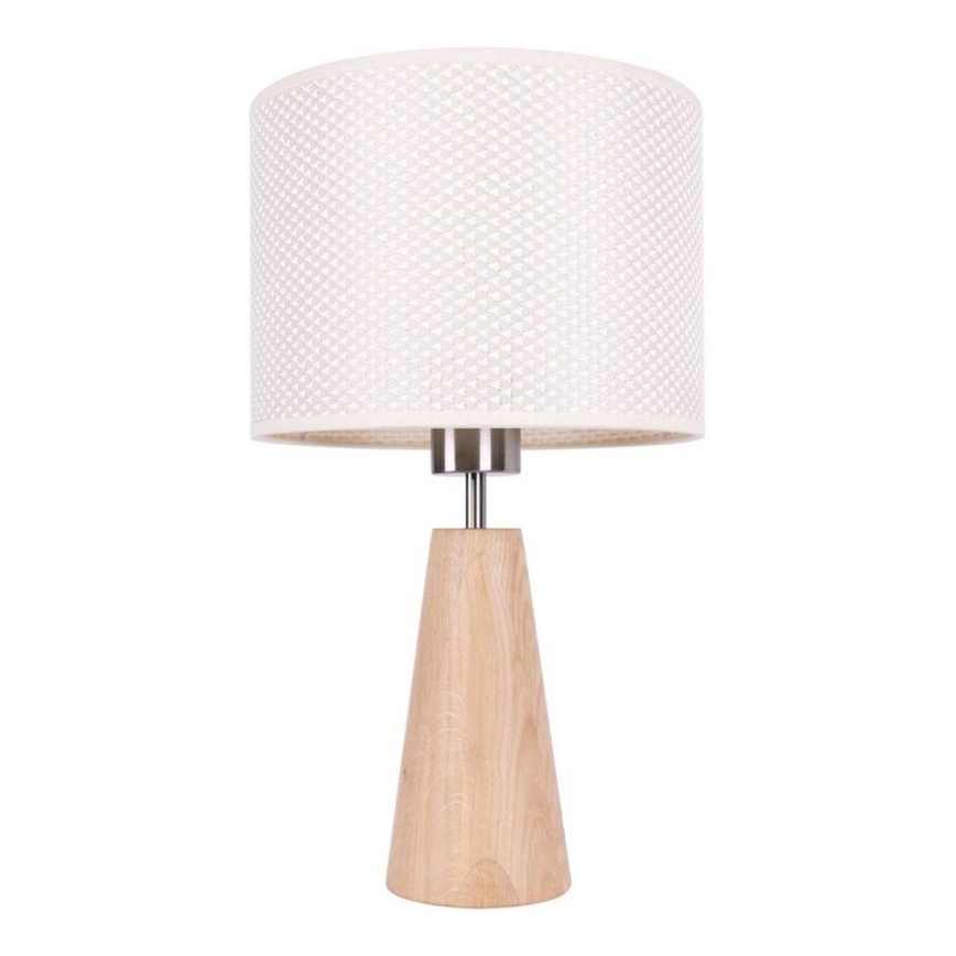 Pöytälamppu MERCEDES 1xE27/40W/230V halkaisija 43 cm kermanvärinen/tammi