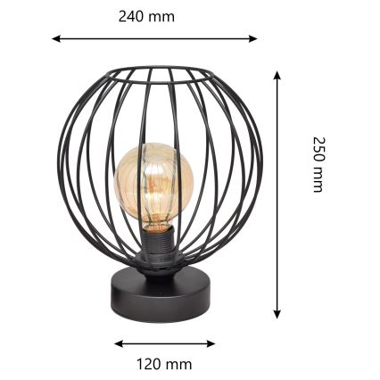 Pöytälamppu MERCURE 1xE27/15W/230V musta