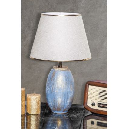 Pöytälamppu RAMZES 1xE27/40W/230V kerma/sininen
