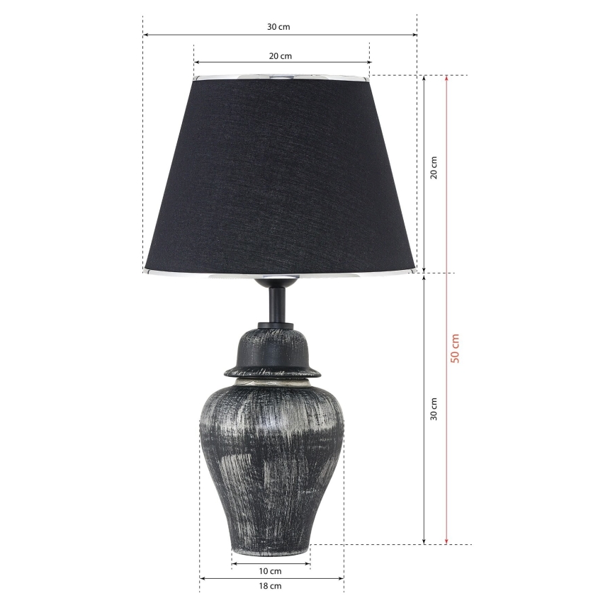 Pöytälamppu RAMZES 1xE27/40W/230V musta/hopea