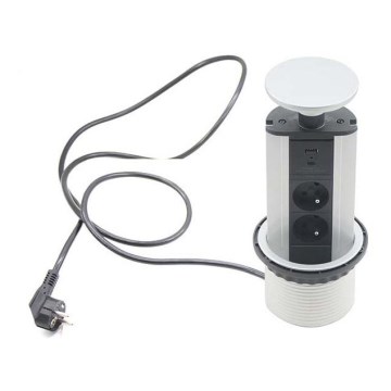 Pöytälevyn liitäntäpylväs 2x230V +USB-A 3,1A +UBS-C 15,5W 230V