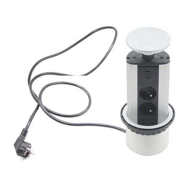 Pöytälevyn liitäntäpylväs 2x230V +USB-A 3,1A +UBS-C 15,5W 230V