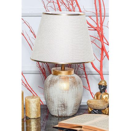 Pöytävalaisin 1xE27/40W/230V kulta/beige
