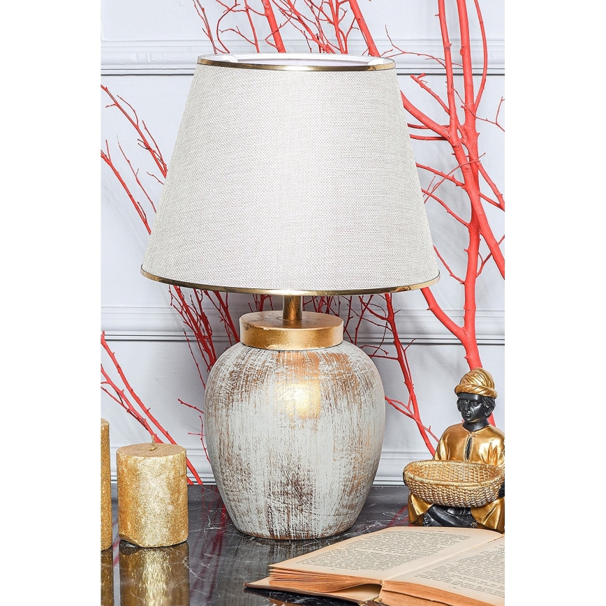 Pöytävalaisin 1xE27/40W/230V kulta/beige