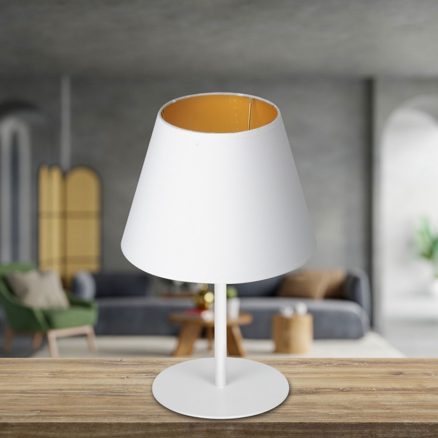Pöytävalaisin ARDEN 1xE27/60W/230V d. 20 cm valkoinen/kulta