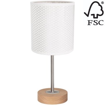 Pöytävalaisin BENITA 1xE27/60W/230V 30 cm valkoinen/tammi – FSC sertifioitu