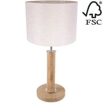 Pöytävalaisin BENITA 1xE27/60W/230V 48 cm kerma/tammi – FSC sertifioitu
