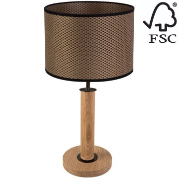 Pöytävalaisin BENITA 1xE27/60W/230V 48 cm ruskea/tammi – FSC sertifioitu